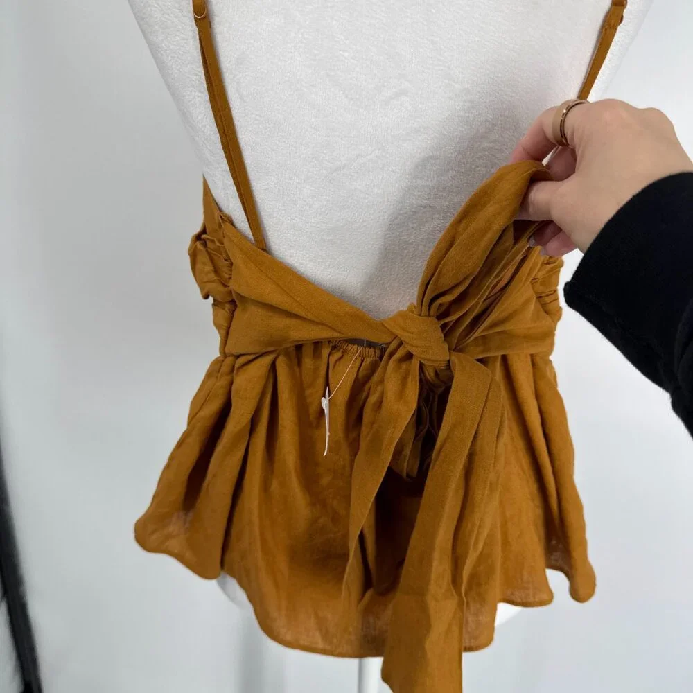 Banana Republic Linen-Blend Tie-Back Peplum Camisole Top Size XL NWT - Picture 9 of 13